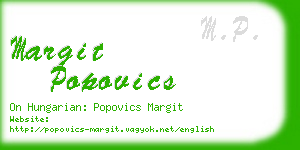 margit popovics business card